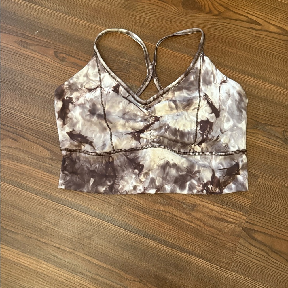 Gymshark Tie-Dye Sports Bra - Brown and Cream
